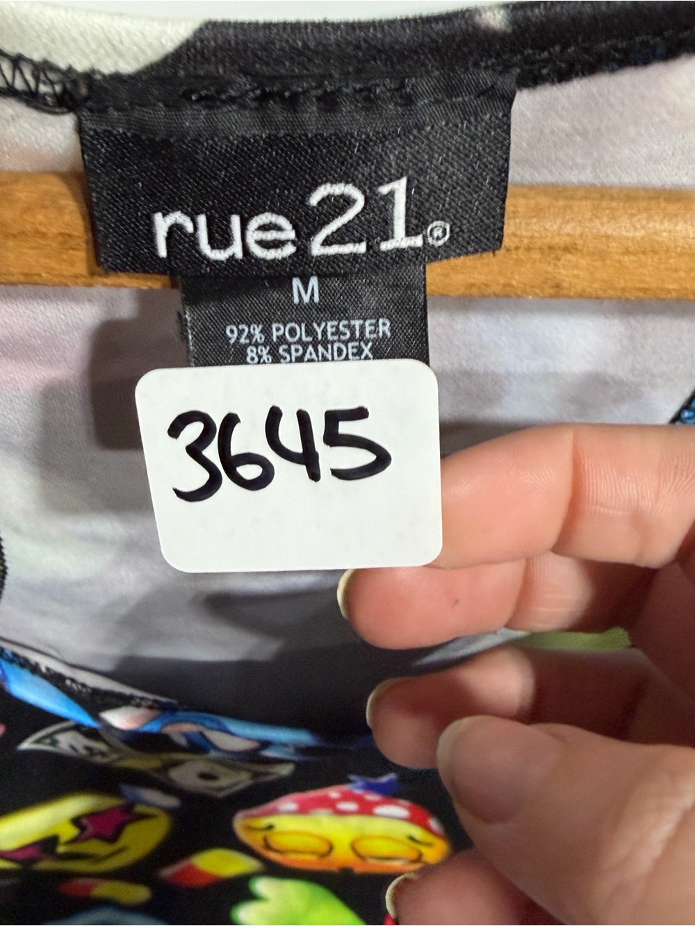 #3645-Rue21 Black Emoji Print Racerback Tank - Picture 2 of 3